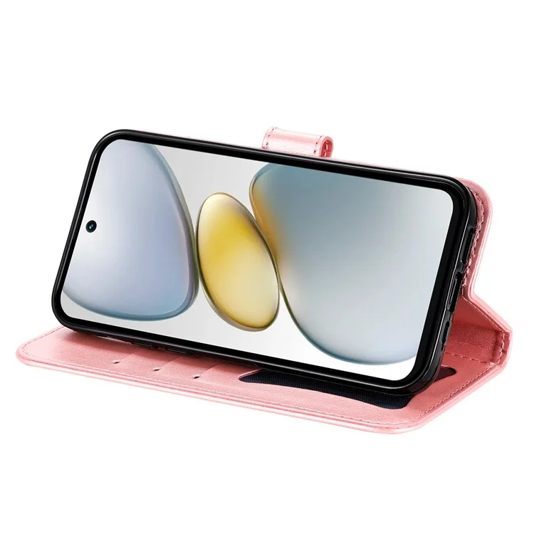Leather Case for TECNO Spark Go 2025 / Spark Go 1 / Pop 9 4G Wallet Floral Phone Cover Stand - Pink