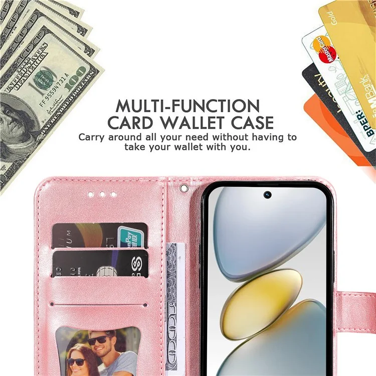 Leather Case for TECNO Spark Go 2025 / Spark Go 1 / Pop 9 4G Wallet Floral Phone Cover Stand - Pink