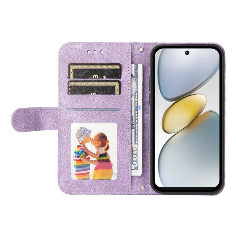 For TECNO Spark Go 2025 / Spark Go 1 / Pop 9 4G Leather Wallet Cases Skin Touch Phone Cover Stand with Strap - Purple