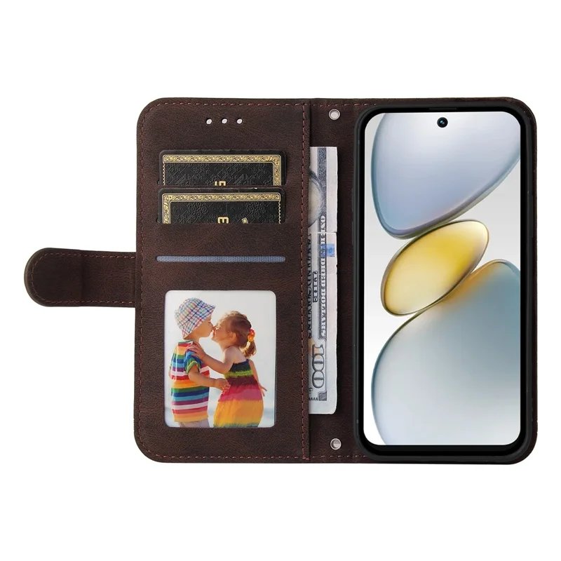 For TECNO Spark Go 2025 / Spark Go 1 / Pop 9 4G Leather Wallet Cases Skin Touch Phone Cover Stand with Strap - Brown