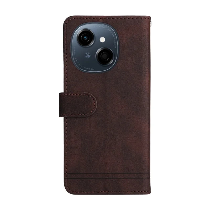 For TECNO Spark Go 2025 / Spark Go 1 / Pop 9 4G Leather Wallet Cases Skin Touch Phone Cover Stand with Strap - Brown