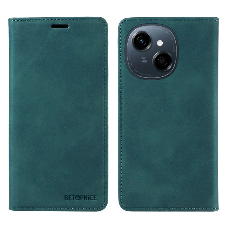 Estojo de carteira BETOPNICE 003 para TECNO Spark Go 2025 / Spark Go 1 / Pop 9 Capa de telefone de couro com suporte - Verde