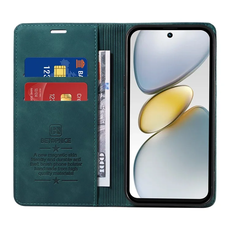 Estojo de carteira BETOPNICE 003 para TECNO Spark Go 2025 / Spark Go 1 / Pop 9 Capa de telefone de couro com suporte - Verde