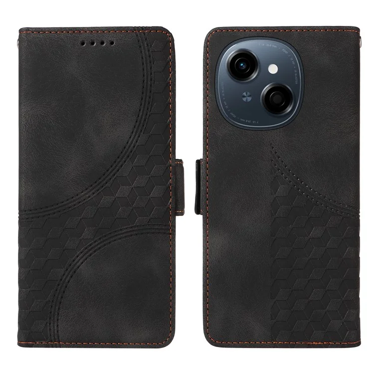 Leather Case for TECNO Spark Go 2025 / Spark Go 1 / Pop 9 4G Rhombus Starry Imprinted Phone Cover - Black
