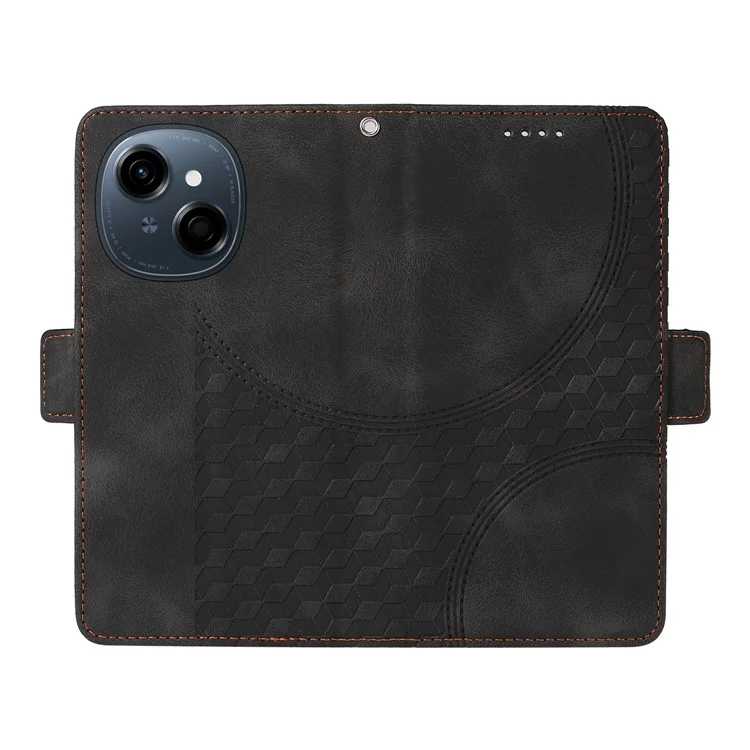 Leather Case for TECNO Spark Go 2025 / Spark Go 1 / Pop 9 4G Rhombus Starry Imprinted Phone Cover - Black
