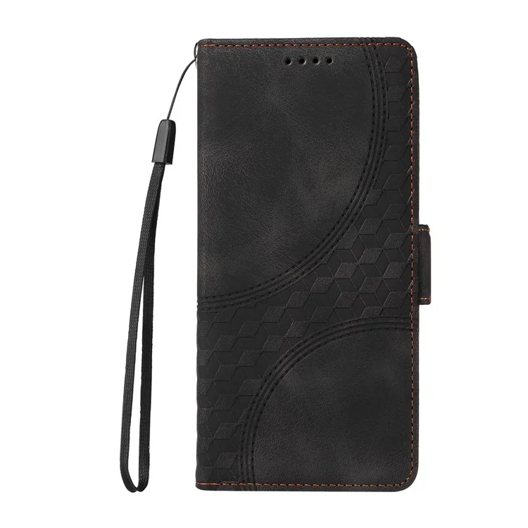 Leather Case for TECNO Spark Go 2025 / Spark Go 1 / Pop 9 4G Rhombus Starry Imprinted Phone Cover - Black