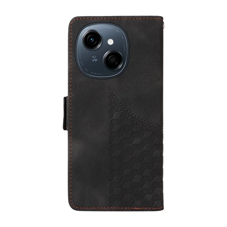 Leather Case for TECNO Spark Go 2025 / Spark Go 1 / Pop 9 4G Rhombus Starry Imprinted Phone Cover - Black
