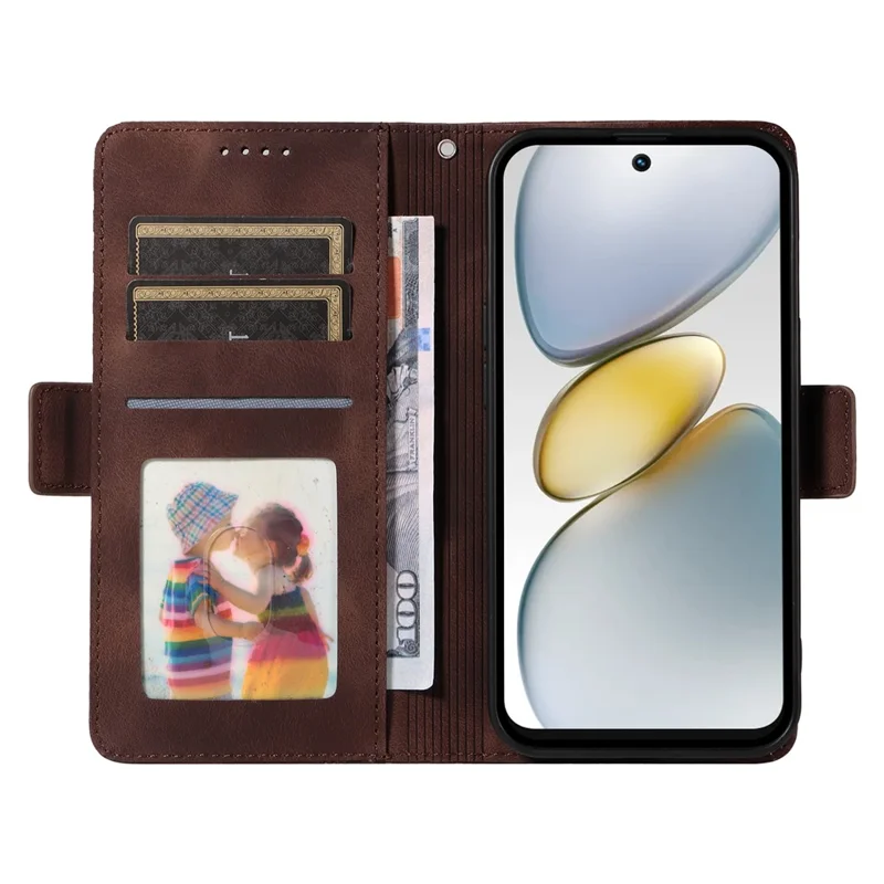 Leather Case for TECNO Spark Go 2025 / Spark Go 1 / Pop 9 4G Rhombus Starry Imprinted Phone Cover - Brown