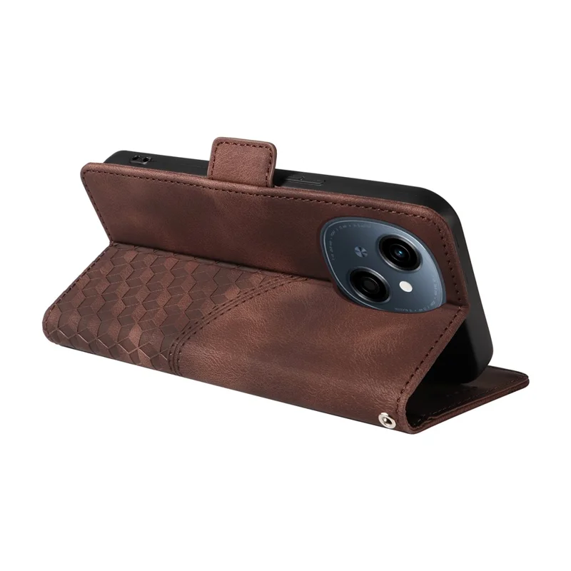 Leather Case for TECNO Spark Go 2025 / Spark Go 1 / Pop 9 4G Rhombus Starry Imprinted Phone Cover - Brown