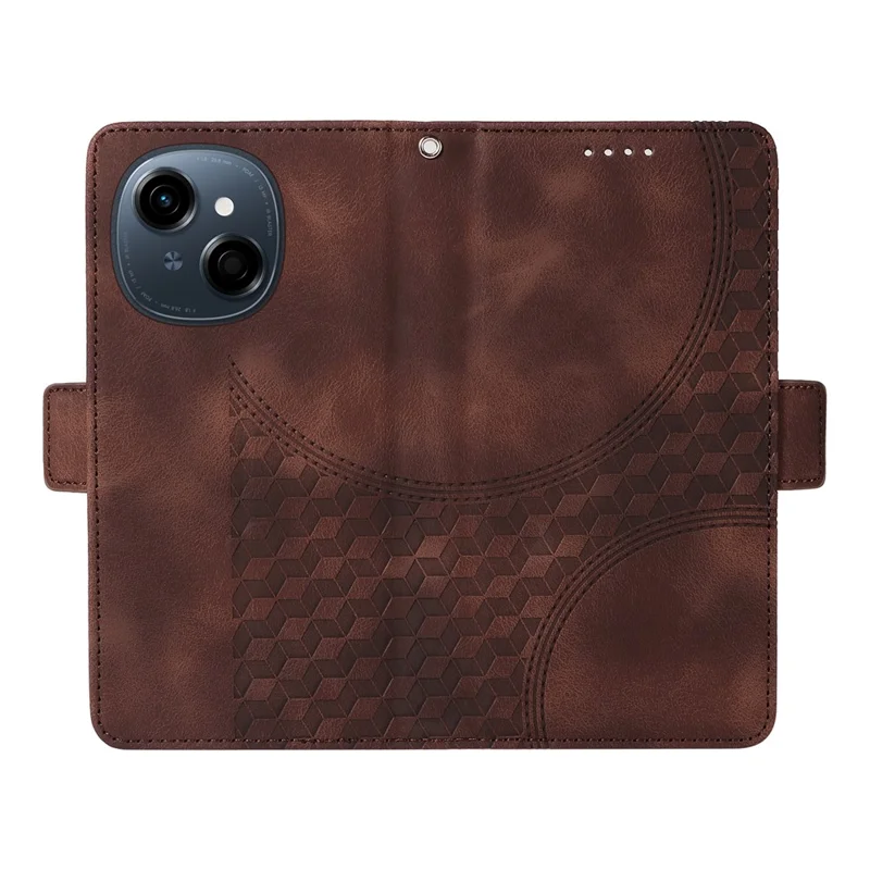 Leather Case for TECNO Spark Go 2025 / Spark Go 1 / Pop 9 4G Rhombus Starry Imprinted Phone Cover - Brown
