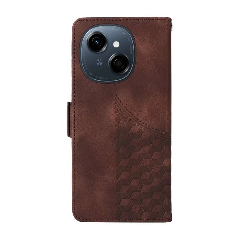 Leather Case for TECNO Spark Go 2025 / Spark Go 1 / Pop 9 4G Rhombus Starry Imprinted Phone Cover - Brown