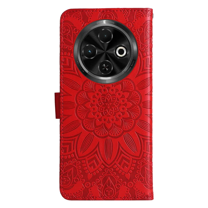 Для TECNO Spark 30C 4G чехол для телефона с кожаным бумажником с рисунком подсолнуха - красный