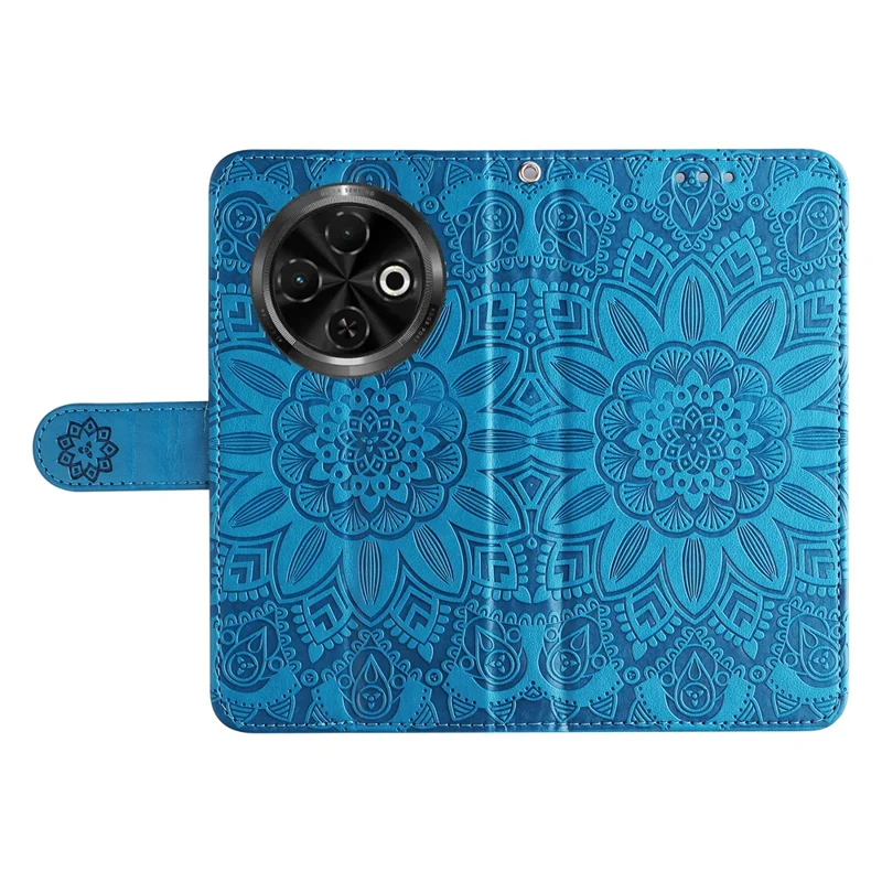 For TECNO Spark 30C 4G Case Sunflower Imprint Leather Wallet Phone Cover - Blue
