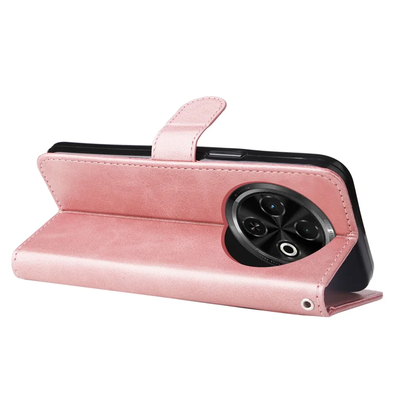 Funda para TECNO Spark 30C 4G Funda con cremallera de cuero PU con textura de becerro - Rosa