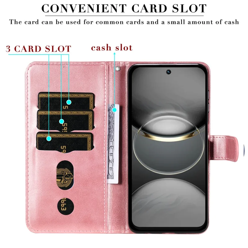 Funda para TECNO Spark 30C 4G Funda con cremallera de cuero PU con textura de becerro - Rosa