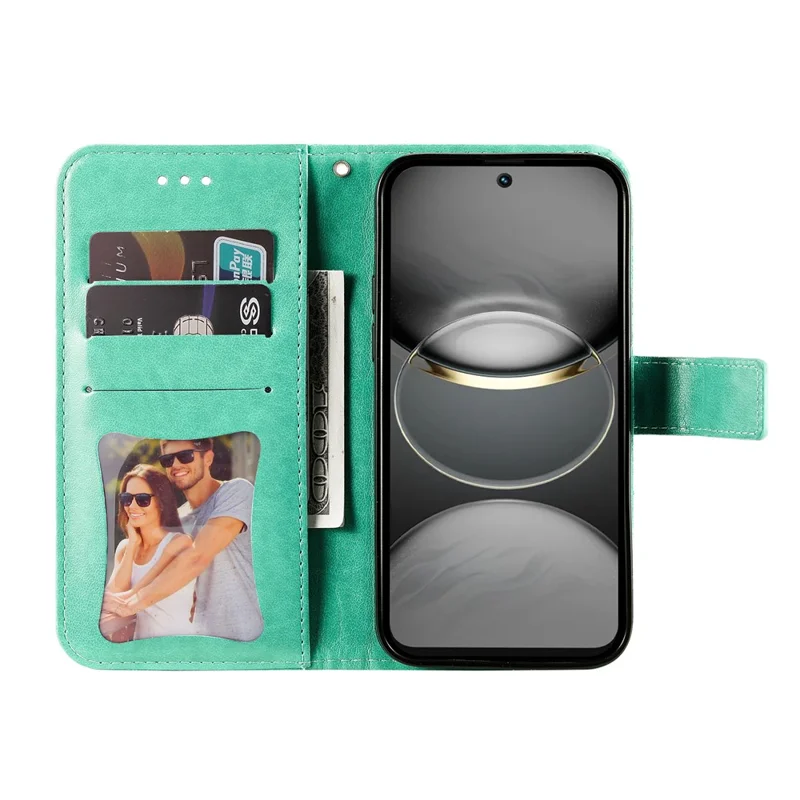 For TECNO Spark 30C 4G Case Floral Pattern PU Leather Wallet Stand Phone Cover - Green