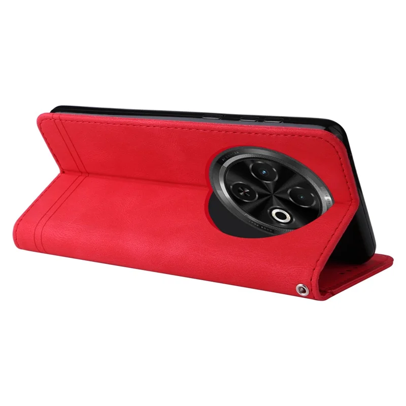 Für TECNO Spark 30C 4G Brieftasche Hülle Skin-Touch Leder Handyhülle Baummuster Hardware - Rot