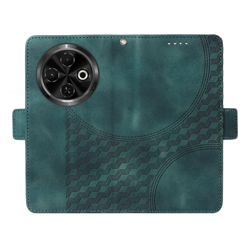 For TECNO Spark 30C 4G Case PU Leather Phone Cover Rhombus Starry Imprinted - Green