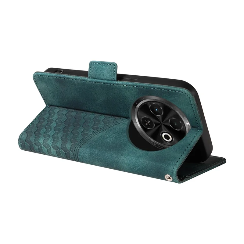 For TECNO Spark 30C 4G Case PU Leather Phone Cover Rhombus Starry Imprinted - Green