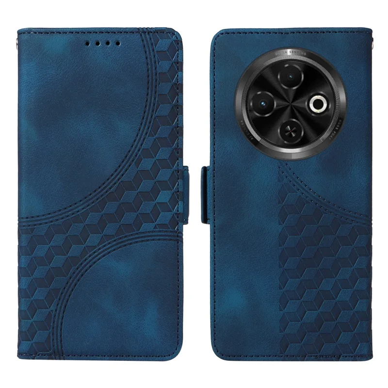 For TECNO Spark 30C 4G Case PU Leather Phone Cover Rhombus Starry Imprinted - Blue