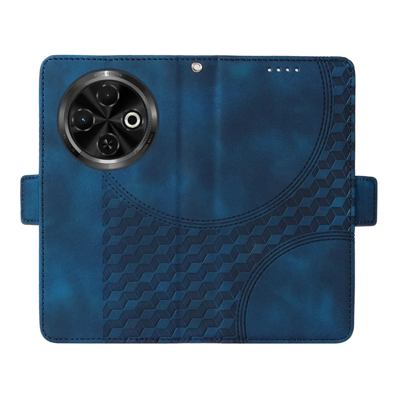 For TECNO Spark 30C 4G Case PU Leather Phone Cover Rhombus Starry Imprinted - Blue
