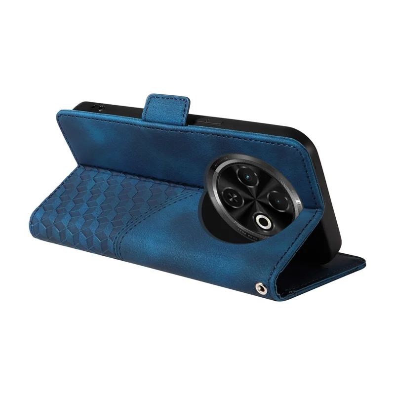 For TECNO Spark 30C 4G Case PU Leather Phone Cover Rhombus Starry Imprinted - Blue