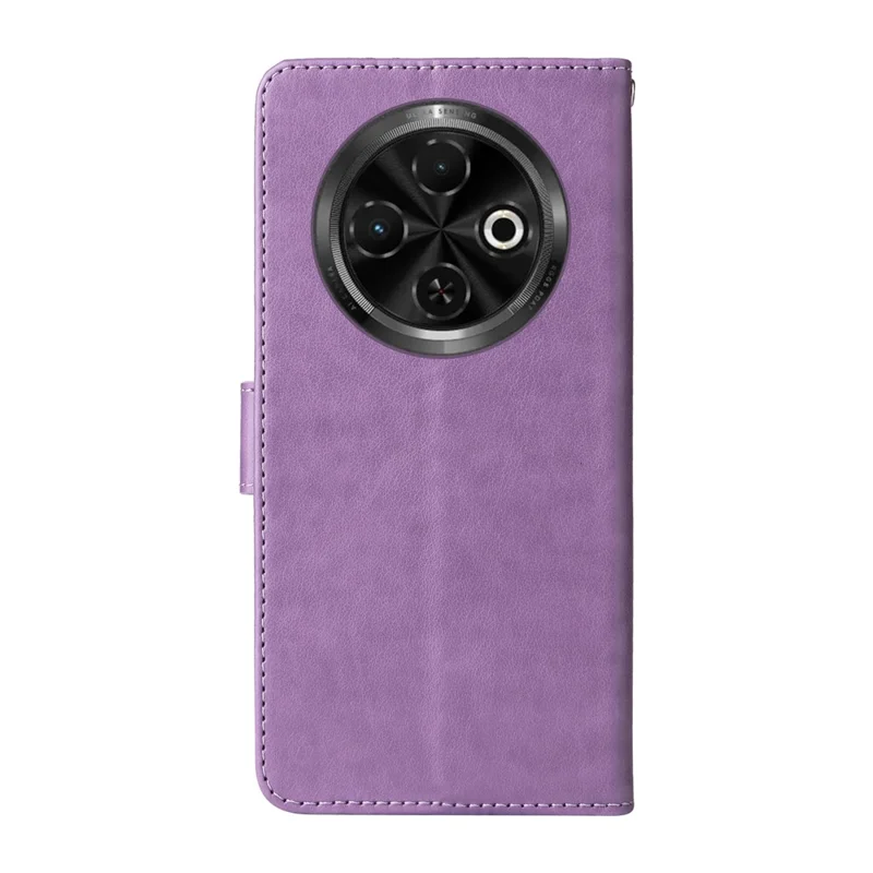 Étui en cuir pour TECNO Spark 30C 4G, motif floral papillon, avec support - Violet