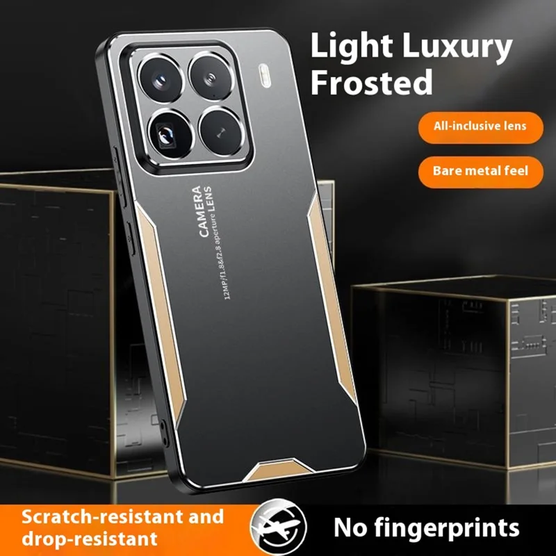For Xiaomi 15 Pro Phone Case Aluminium Alloy TPU PC Back Cover - Gold