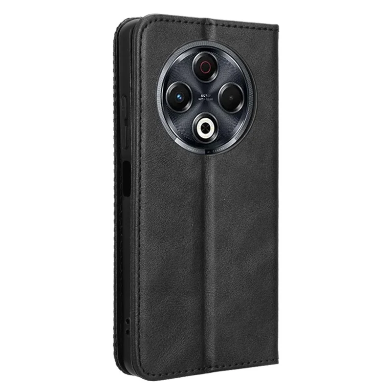 For TECNO Spark 30 4G KL6 Leather Case Wallet Stand Retro Texture Phone Cover - Black