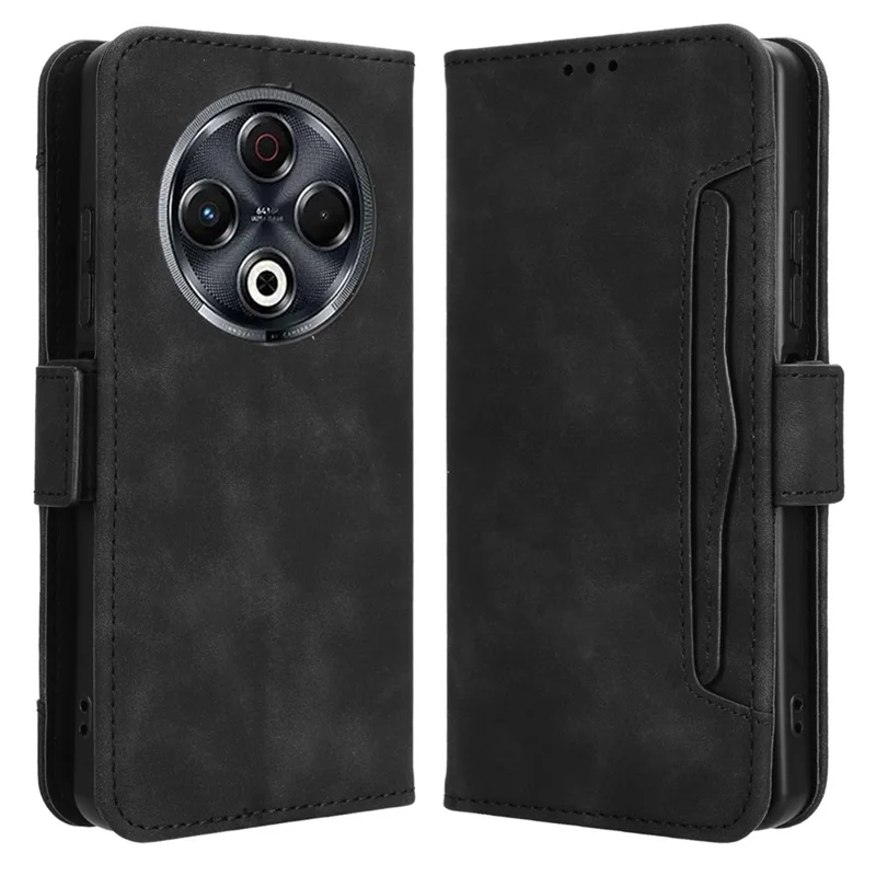 For TECNO Spark 30 4G KL6 Leather Case Phone Wallet Cover with Multiple Card Slots - Black