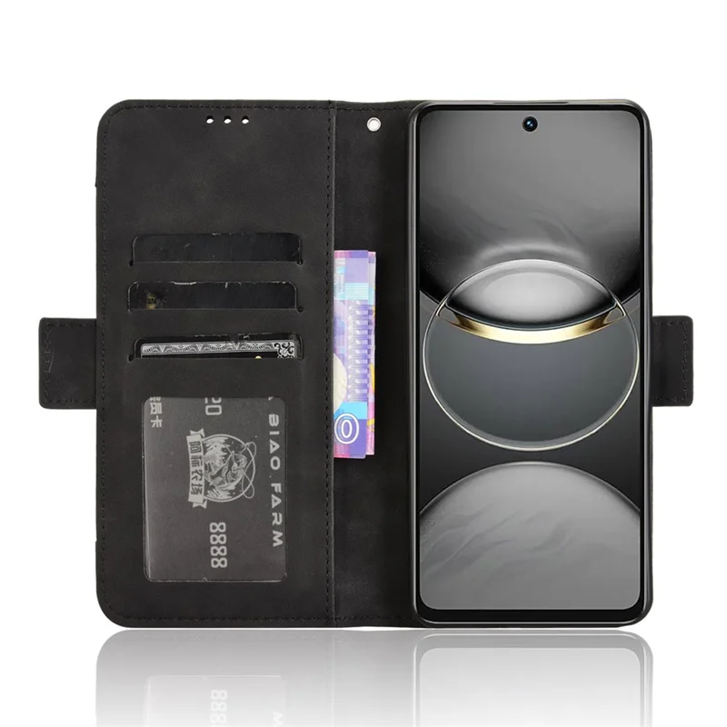 For TECNO Spark 30 4G KL6 Leather Case Phone Wallet Cover with Multiple Card Slots - Black