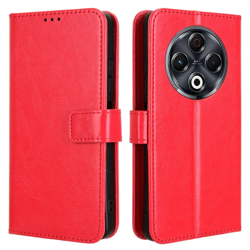 For TECNO Spark 30 4G KL6 Case Crazy Horse Texture PU Leather Phone Wallet Cover - Red