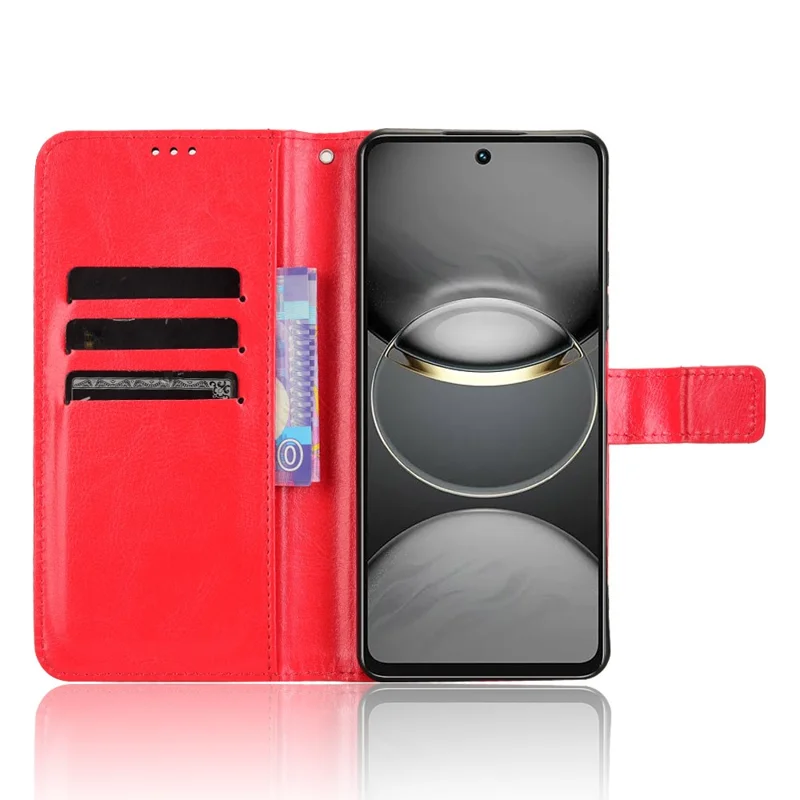 For TECNO Spark 30 4G KL6 Case Crazy Horse Texture PU Leather Phone Wallet Cover - Red