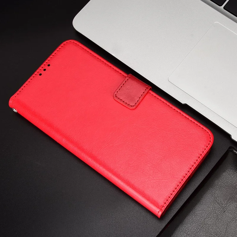 For TECNO Spark 30 4G KL6 Case Crazy Horse Texture PU Leather Phone Wallet Cover - Red