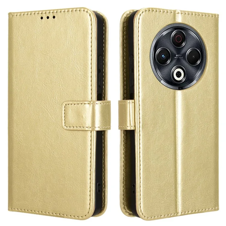 For TECNO Spark 30 4G KL6 Case Crazy Horse Texture PU Leather Phone Wallet Cover - Gold