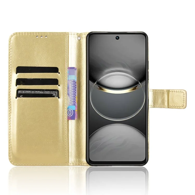 For TECNO Spark 30 4G KL6 Case Crazy Horse Texture PU Leather Phone Wallet Cover - Gold