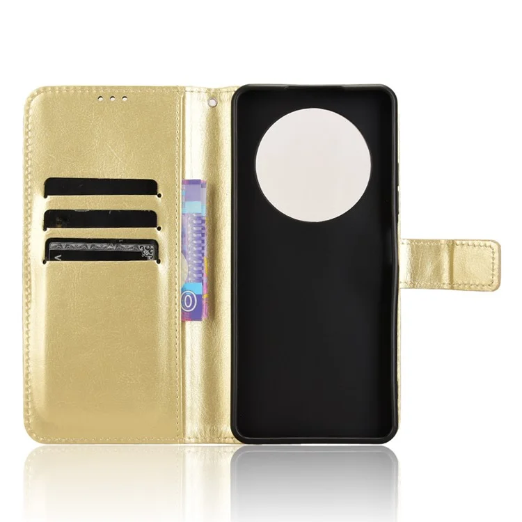 For TECNO Spark 30 4G KL6 Case Crazy Horse Texture PU Leather Phone Wallet Cover - Gold