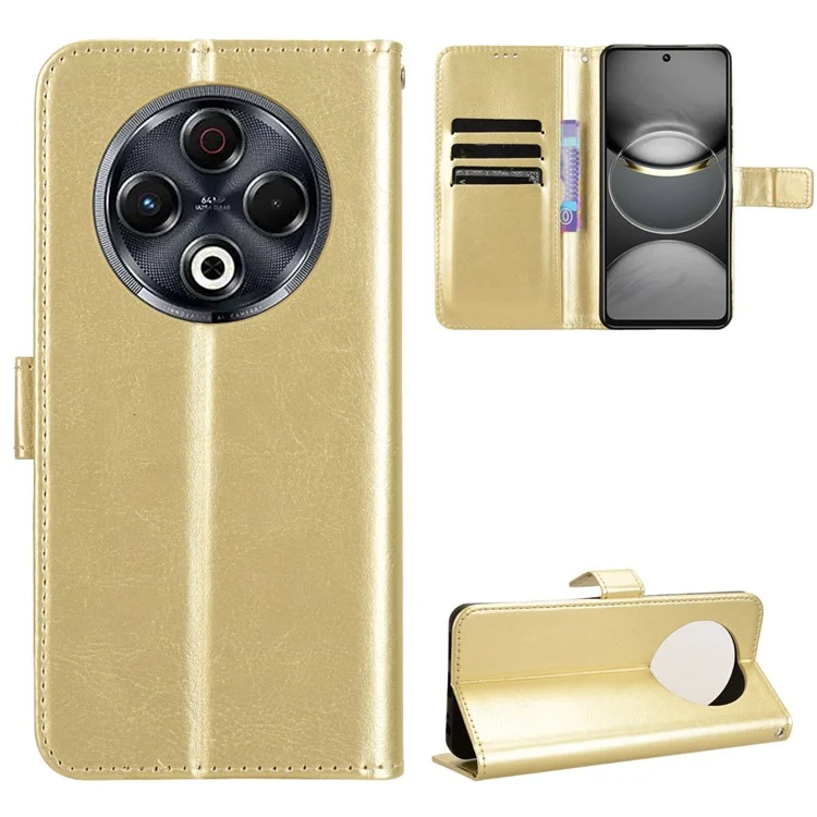 For TECNO Spark 30 4G KL6 Case Crazy Horse Texture PU Leather Phone Wallet Cover - Gold