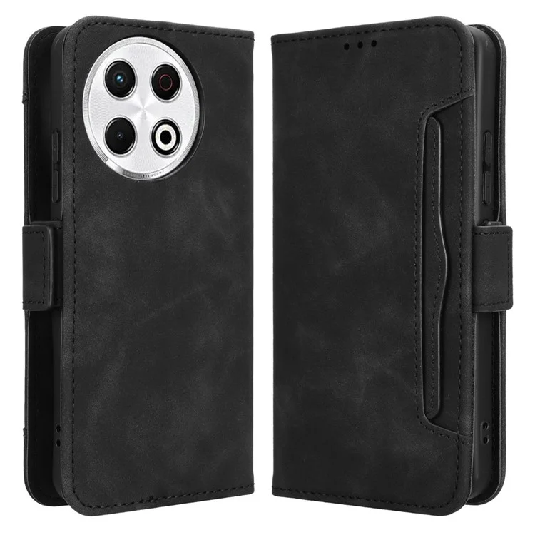 Per TECNO Spark 30 Pro 4G KL7 Custodia in pelle Portafoglio Cover con più slot per schede - Nero