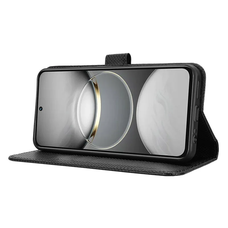 For TECNO Spark 30 Pro 4G KL7 Case PU Leather Diamond Texture Wallet Phone Cover - Black