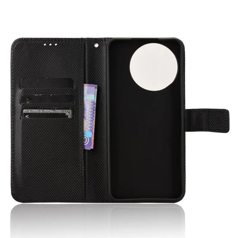 For TECNO Spark 30 Pro 4G KL7 Case PU Leather Diamond Texture Wallet Phone Cover - Black