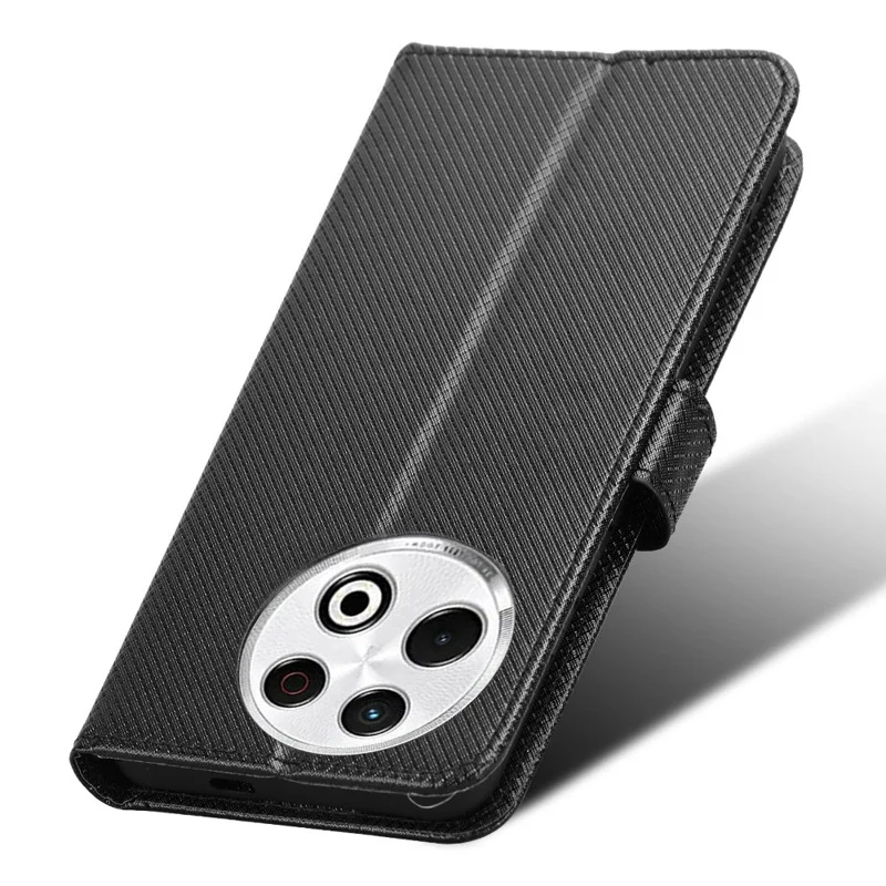 For TECNO Spark 30 Pro 4G KL7 Case PU Leather Diamond Texture Wallet Phone Cover - Black