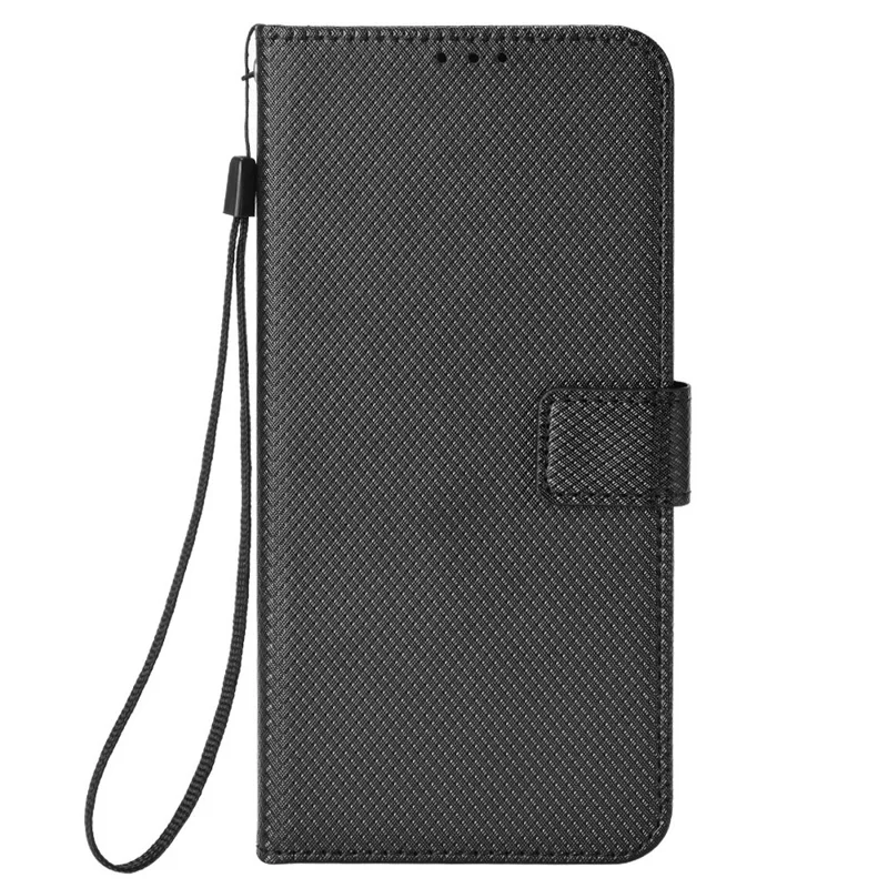 For TECNO Spark 30 Pro 4G KL7 Case PU Leather Diamond Texture Wallet Phone Cover - Black