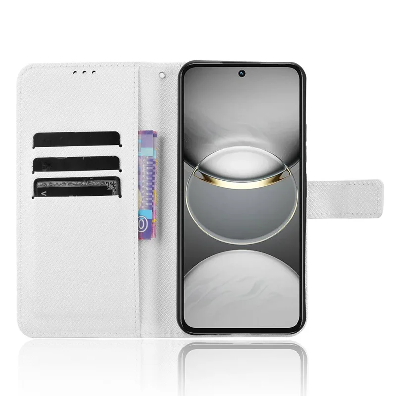 For TECNO Spark 30 Pro 4G KL7 Case PU Leather Diamond Texture Wallet Phone Cover - White