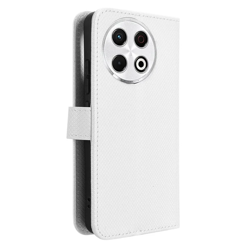 For TECNO Spark 30 Pro 4G KL7 Case PU Leather Diamond Texture Wallet Phone Cover - White