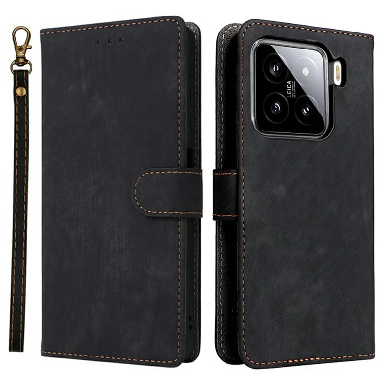 For Xiaomi 15 Pro Wallet Phone Case RFID Blocking PU Leather Flip Cover Stand View - Black