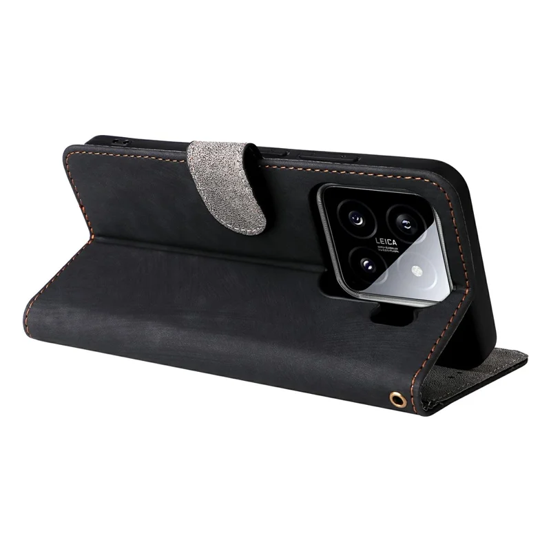 For Xiaomi 15 Pro Wallet Phone Case RFID Blocking PU Leather Flip Cover Stand View - Black