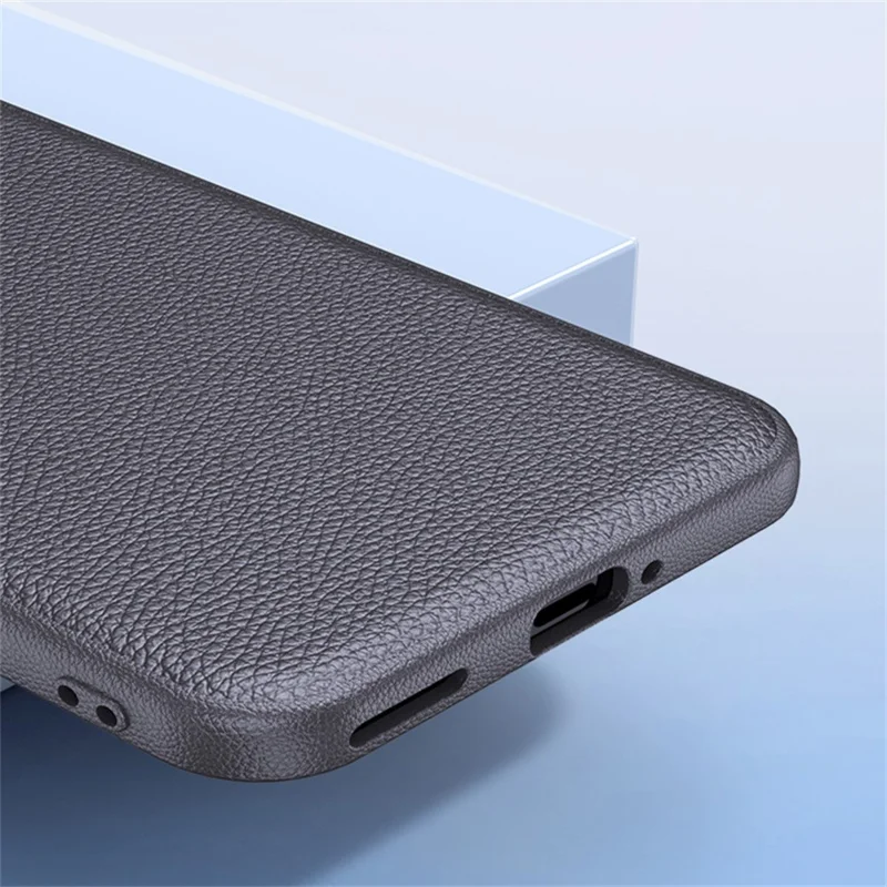 For Samsung Galaxy S25 Phone Case Leather+TPU Back Cover with Metal Lens Frame - Grey