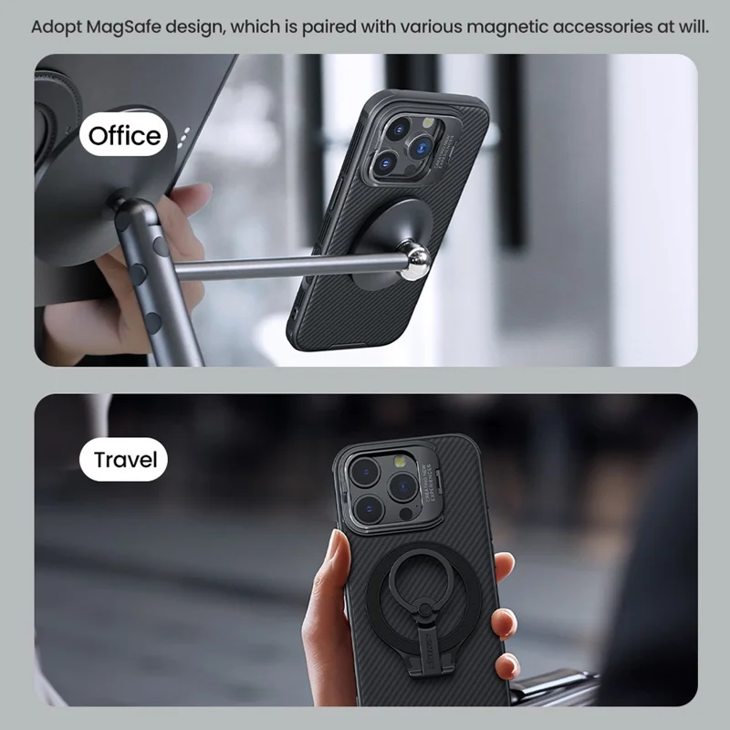 NILLKIN Camshield Prop Magnetic Series for iPhone 16 Pro Max Case Compatible with MagSafe TPU+PC Phone Cover with Lens Frame
