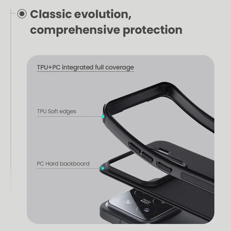 NILLKIN Frosted Shield Pro For Xiaomi 15 Case Matte PC+TPU Phone Cover - Black